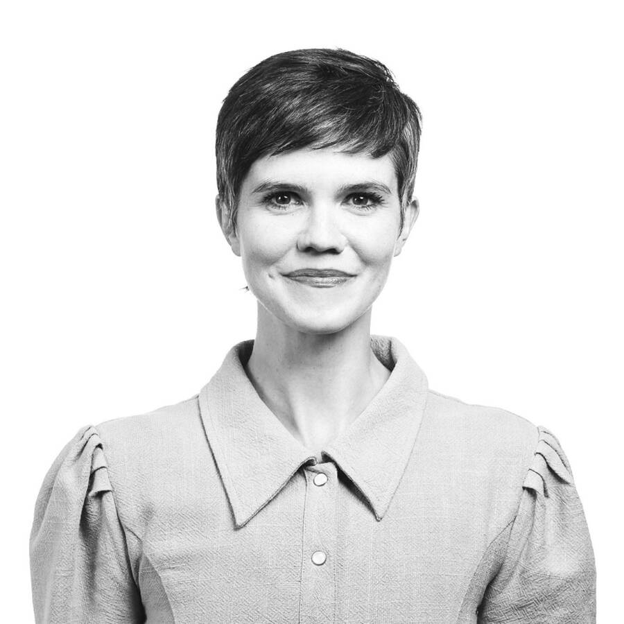 Black and white headshot of LED, a Boise dance nonprofit, co-founder Lauren Edson