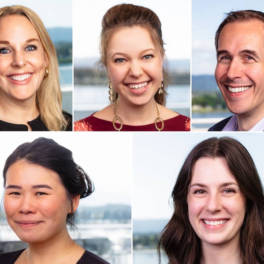 Collage of five professional headshots of Murdock Trust staff